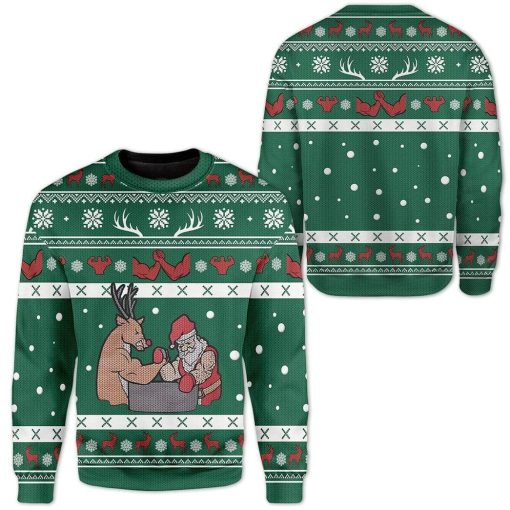 Custom Ugly Christmas Reindeer And Santa Sweater Jumper HD-TT25101901 Ugly Christmas Sweater