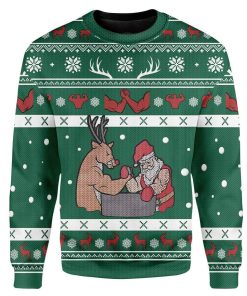 Custom Ugly Christmas Reindeer And Santa Sweater Jumper HD-TT25101901 Ugly Christmas Sweater Long Sleeve S 
