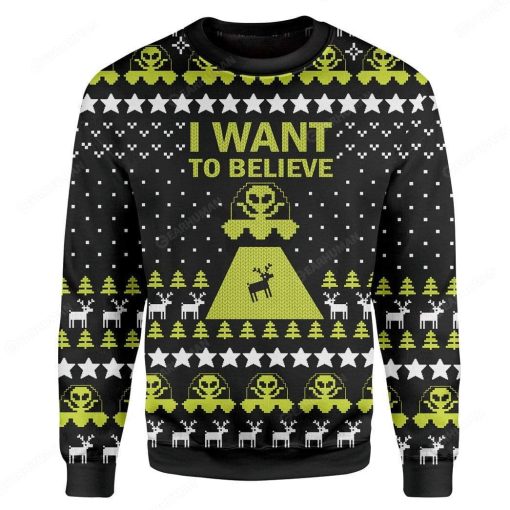 Gearhumans Custom Ugly I Want To Believe Christmas Sweater Jumper 4 Custom Ugly I Want To Believe Christmas Sweater Jumper HD-TA31101906 Ugly Christmas Sweater