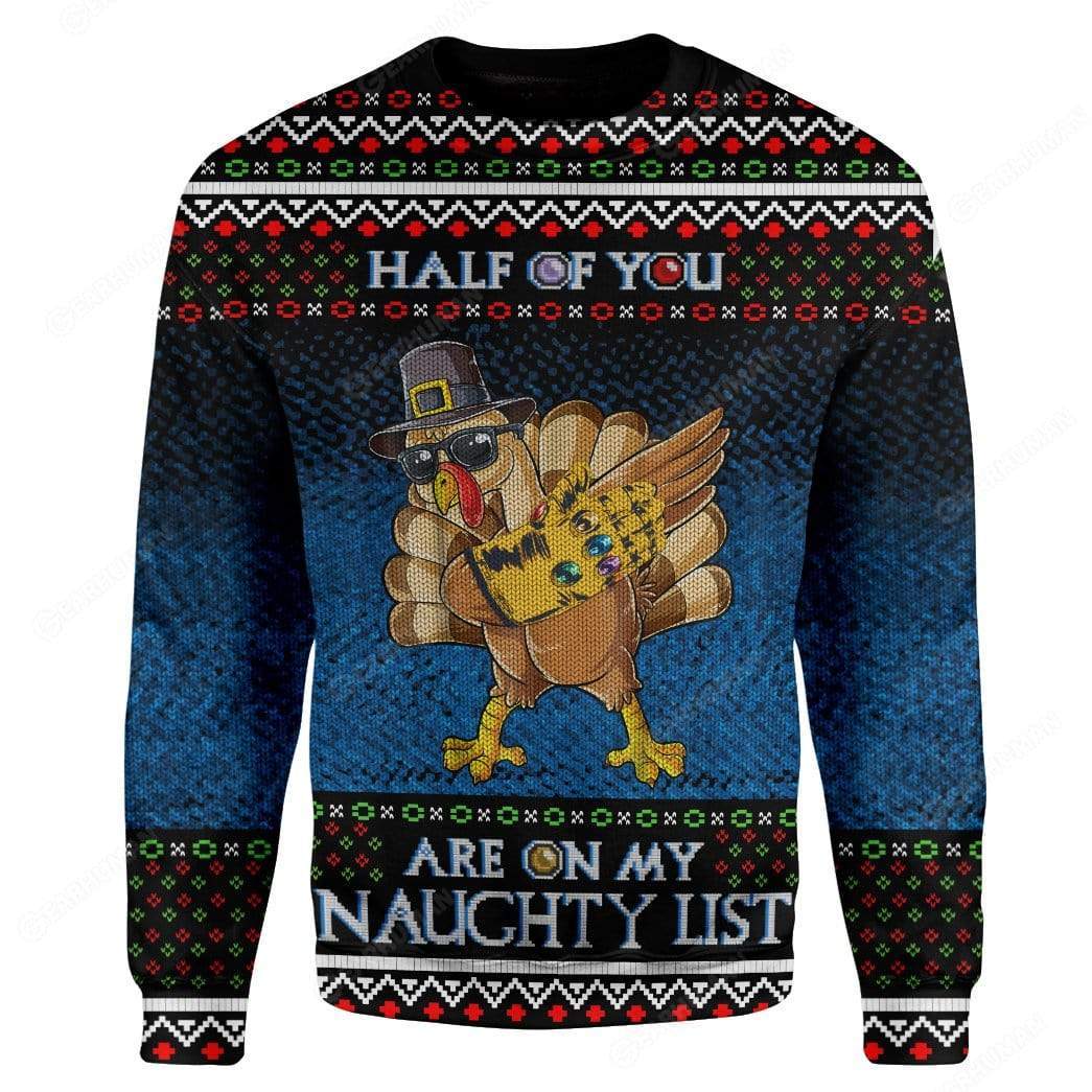 Gearhumans Custom Ugly Naughty Turkey Christmas Sweater Jumper 3 Custom Ugly Naughty Turkey Christmas Sweater Jumper HD-TA18101901 Ugly Christmas Sweater