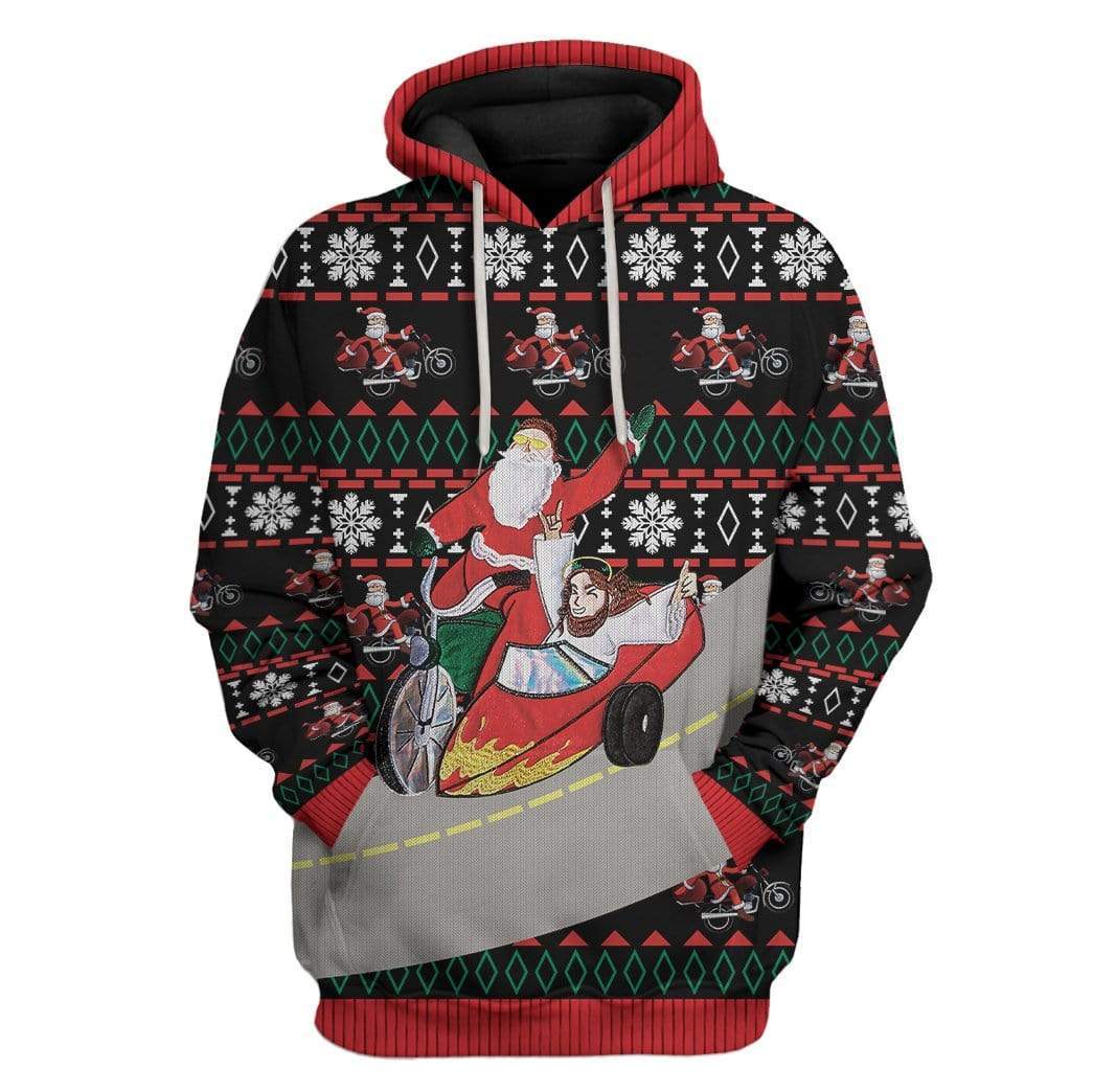 Gearhumans Custom Ugly Santa And Jesus Apparel 1 Custom Ugly Santa And Jesus Apparel HD-AT01111907 3D Custom Fleece Hoodies Hoodie S