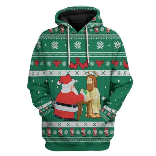 Custom Ugly Santa And Jesus Apparel HD-DT29101906 3D Custom Fleece Hoodies Hoodie S