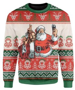 Custom Ugly Santa And Jesus Christmas Sweater Jumper HD-DT29101903 Ugly Christmas Sweater Long Sleeve S 