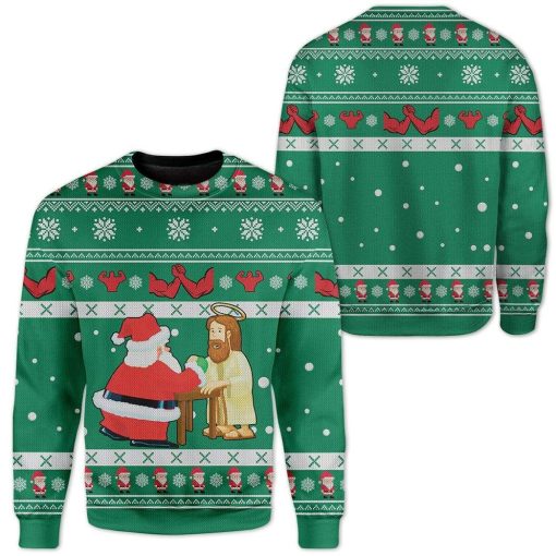 Custom Ugly Santa And Jesus Christmas Sweater Jumper HD-DT29101906 Ugly Christmas Sweater