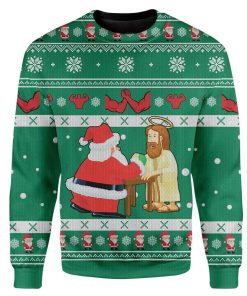Custom Ugly Santa And Jesus Christmas Sweater Jumper HD-DT29101906 Ugly Christmas Sweater Long Sleeve S 