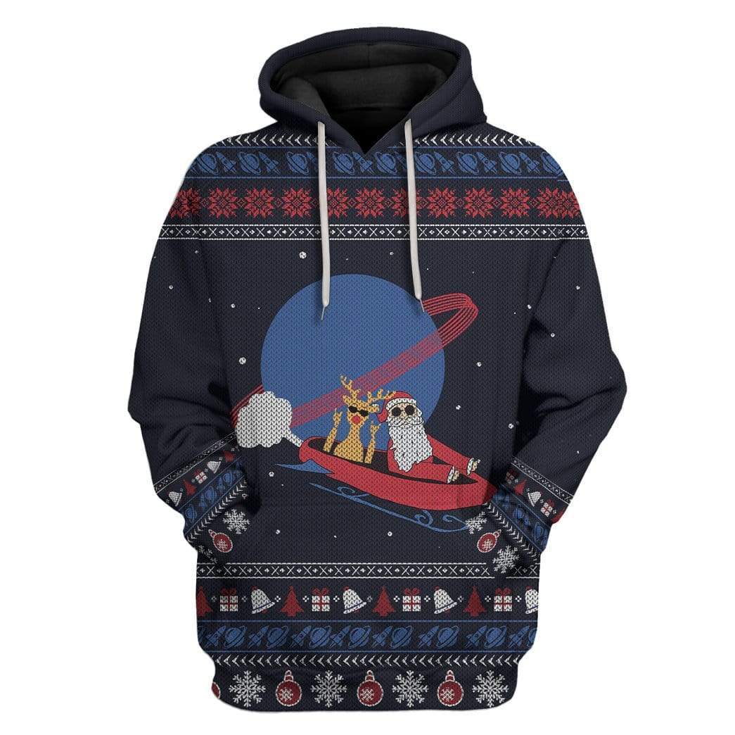 Gearhumans Custom Ugly Santa And Reindeer Apparel 1 Custom Ugly Santa And Reindeer Apparel HD-TA29101907 3D Custom Fleece Hoodies Hoodie S