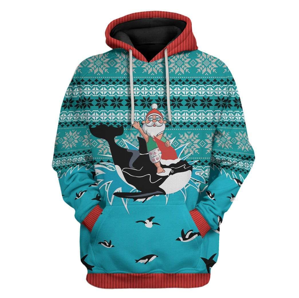 Gearhumans Custom Ugly Santa And Whale Apparel 1 Custom Ugly Santa And Whale Apparel HD-TT29101910 3D Custom Fleece Hoodies Hoodie S