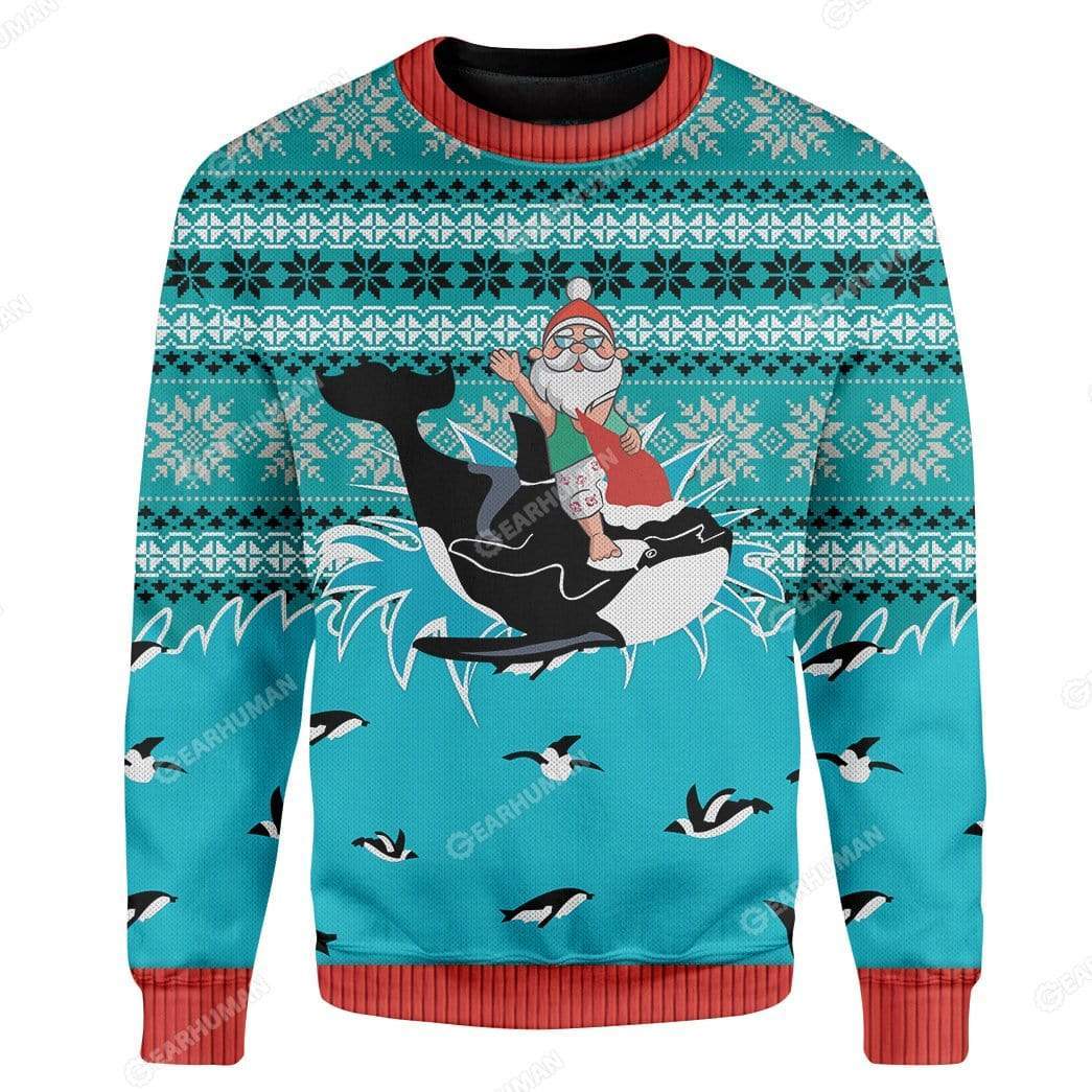 Gearhumans Custom Ugly Santa And Whale Christmas Sweater Jumper 3 Custom Ugly Santa And Whale Christmas Sweater Jumper HD-TT29101910 Ugly Christmas Sweater