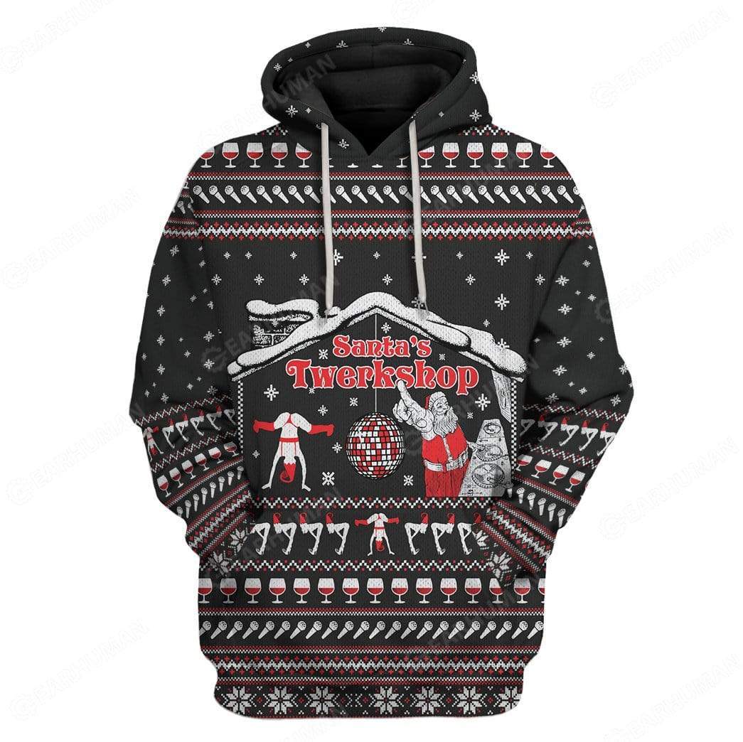 Gearhumans Custom Ugly Santa's Twerkshop Apparel 1 Custom Ugly Santa's Twerkshop Apparel HD-TA29101909 3D Custom Fleece Hoodies Hoodie S