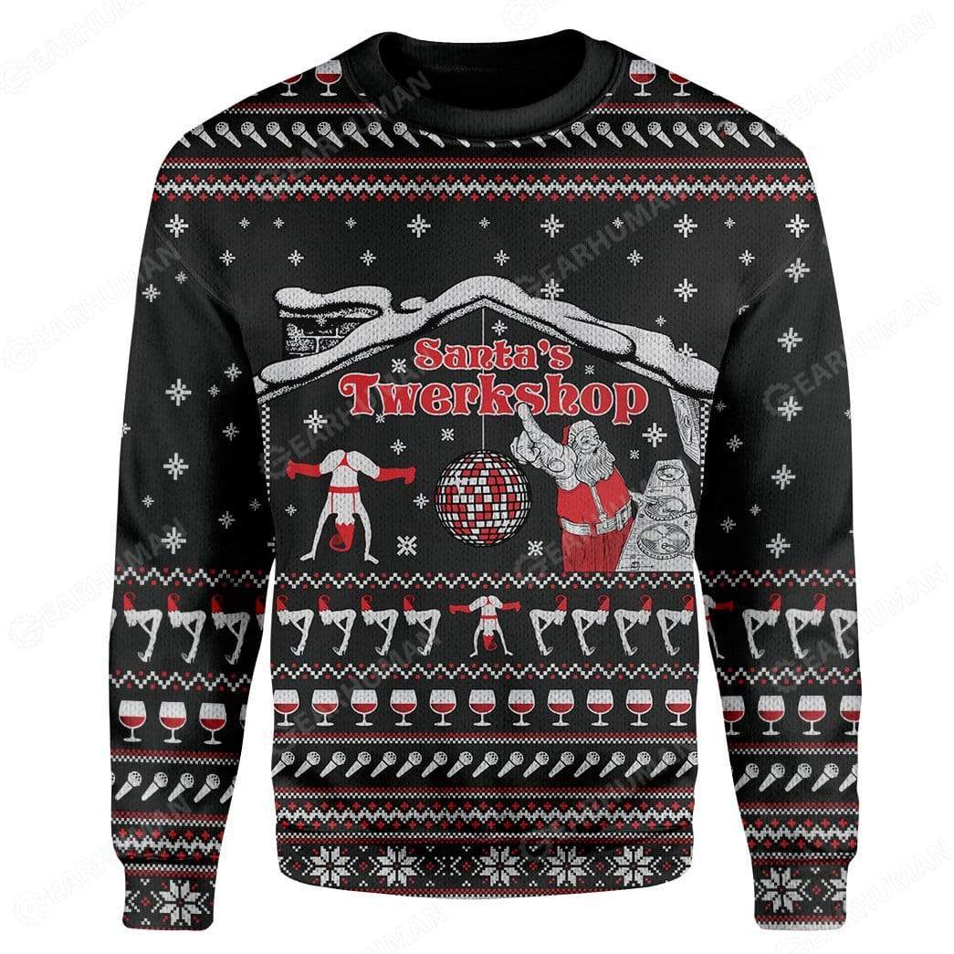 Gearhumans Custom Ugly Santa's Twerkshop Christmas Sweater Jumper 2 Custom Ugly Santa's Twerkshop Christmas Sweater Jumper HD-TA29101909 Ugly Christmas Sweater