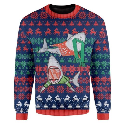 Custom Ugly Shark Christmas Sweater Jumper HD-TT28101910 Ugly Christmas Sweater Long Sleeve S