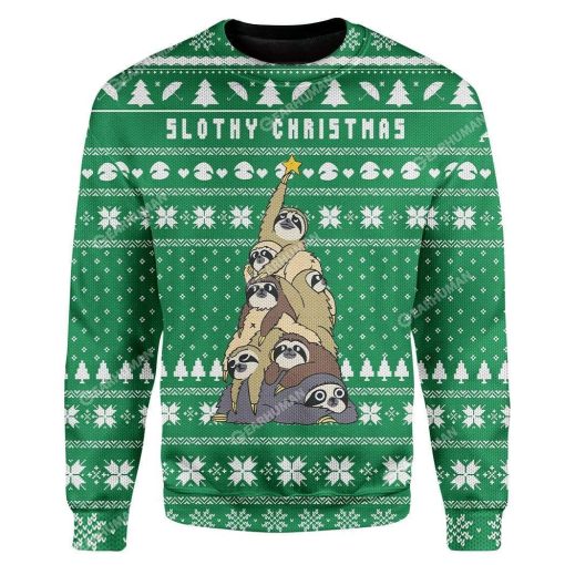 Custom Ugly Slothy Christmas Christmas Sweater Jumper HD-AT04111907 Ugly Christmas Sweater