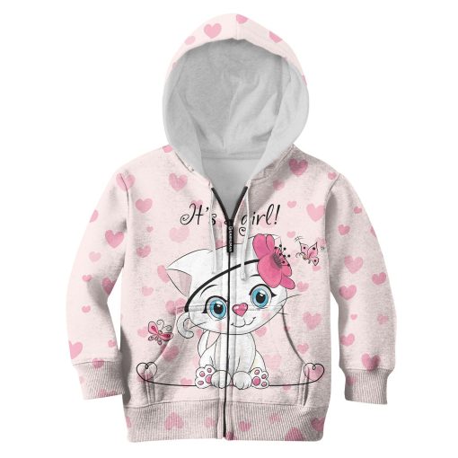 Cute Baby Catty Girl Custom Hoodies T-shirt Apparel HD-PET110349K kid 3D apparel Kid Zip Hoodie S/6-8
