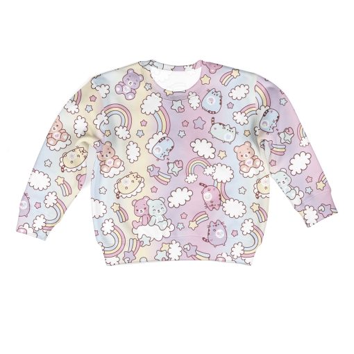 CUTE BEAR AND Pusheen Kid Custom Hoodies T-shirt Apparel HD-PET110319K kid 3D apparel Kid Sweatshirt S/6-8