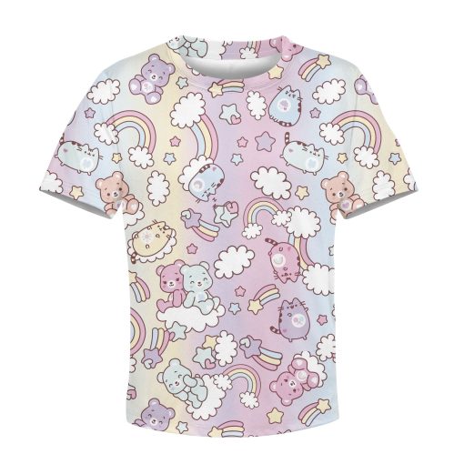 CUTE BEAR AND Pusheen Kid Custom Hoodies T-shirt Apparel HD-PET110319K kid 3D apparel Kid T-Shirt XS