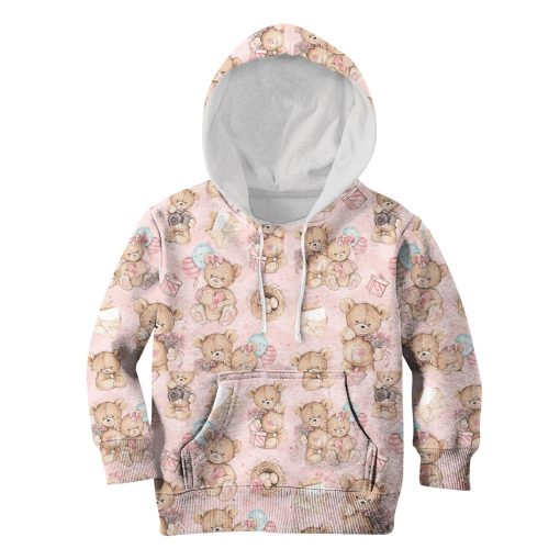 CUTE BEAR WITH BALLOON AND GIFTS Kid Custom Hoodies T-shirt Apparel HD-PET110318K kid 3D apparel Kid Hoodie S/6-8