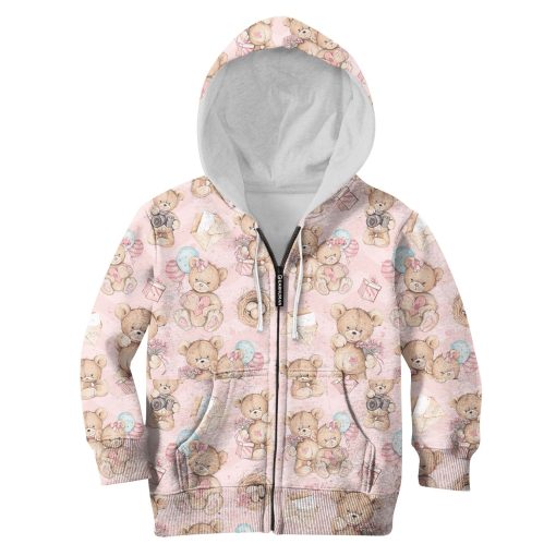 CUTE BEAR WITH BALLOON AND GIFTS Kid Custom Hoodies T-shirt Apparel HD-PET110318K kid 3D apparel Kid Zip Hoodie S/6-8
