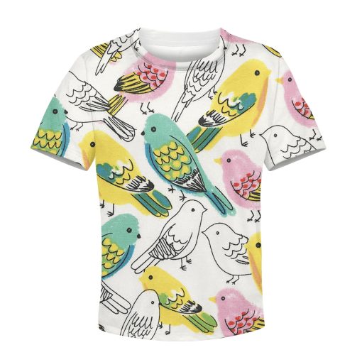CUTE BIRDS Kid Custom Hoodies T-shirt Apparel HD-PET110217K kid 3D apparel Kid T-Shirt XS