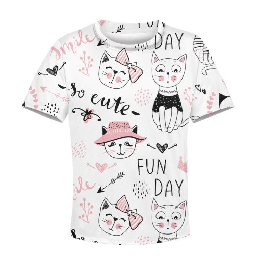 Cute Cat In Fun Day Custom Hoodies T-shirt Apparel HD-PET110329K kid 3D apparel Kid T-Shirt XS