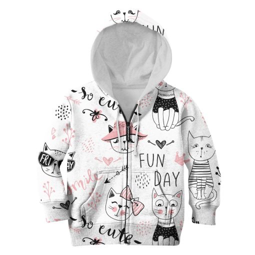 Cute Cat In Fun Day Custom Hoodies T-shirt Apparel HD-PET110329K kid 3D apparel Kid Zip Hoodie S/6-8