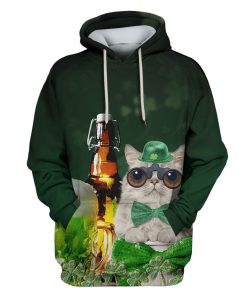 Cute cat with beer Custom T-shirt - Hoodies Apparel HD-PET110458 3D Custom Fleece Hoodies Hoodie S 