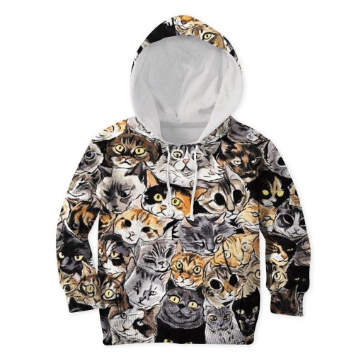 CUTE CATS Kid Custom Hoodies T-shirt Apparel HD-PET110222K kid 3D apparel Kid Hoodie S/6-8