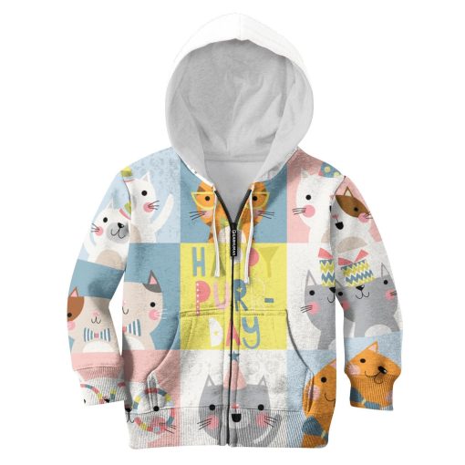 CUTE CATS Kid Custom Hoodies T-shirt Apparel HD-PET110297K kid 3D apparel Kid Zip Hoodie S/6-8