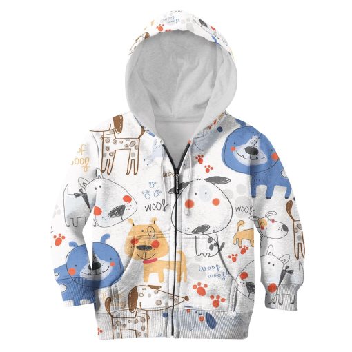 CUTE DOGS Kid Custom Hoodies T-shirt Apparel HD-PET110290K kid 3D apparel Kid Zip Hoodie S/6-8