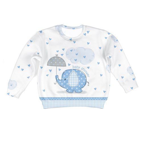 cute elephant baby shower Kid Custom Hoodies T-shirt Apparel HD-PET110287K kid 3D apparel Kid Sweatshirt S/6-8