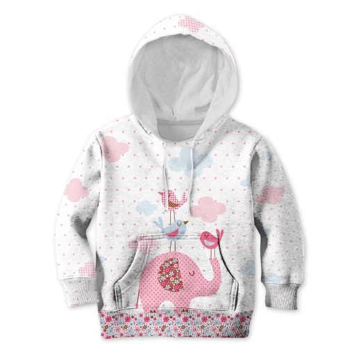 CUTE ELEPHANT Kid Custom Hoodies T-shirt Apparel HD-PET110374K kid 3D apparel Kid Hoodie S/6-8