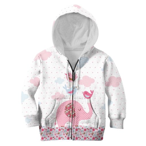 CUTE ELEPHANT Kid Custom Hoodies T-shirt Apparel HD-PET110374K kid 3D apparel Kid Zip Hoodie S/6-8
