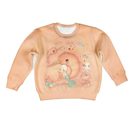 CUTE mermaid with fish Kid Custom Hoodies T-shirt Apparel HD-PET110333K kid 3D apparel Kid Sweatshirt S/6-8