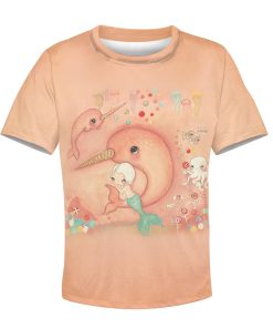 CUTE mermaid with fish Kid Custom Hoodies T-shirt Apparel HD-PET110333K kid 3D apparel Kid T-Shirt XS 