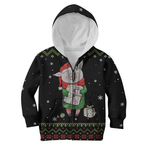 cute pig merry christmas Kid Custom Hoodies T-shirt Apparel HD-PET110251K kid 3D apparel Kid Zip Hoodie S/6-8