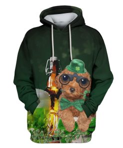 Cute poodle with beer Custom T-shirt - Hoodies Apparel HD-PET110455 3D Custom Fleece Hoodies Hoodie S 