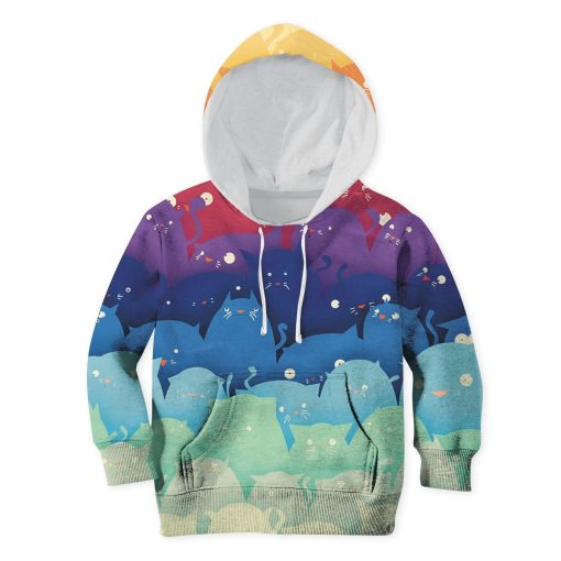 CUTE RAINBOW CATS Kid Custom Hoodies T-shirt Apparel HD-PET110216K kid 3D apparel Kid Hoodie S/6-8