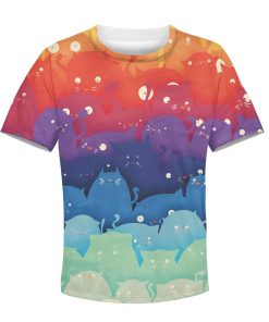CUTE RAINBOW CATS Kid Custom Hoodies T-shirt Apparel HD-PET110216K kid 3D apparel Kid T-Shirt XS 