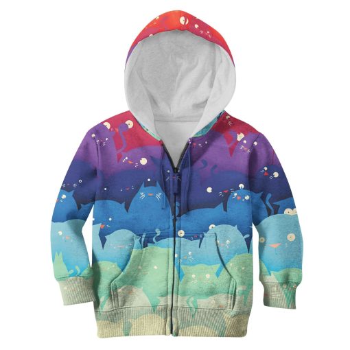 CUTE RAINBOW CATS Kid Custom Hoodies T-shirt Apparel HD-PET110216K kid 3D apparel Kid Zip Hoodie S/6-8