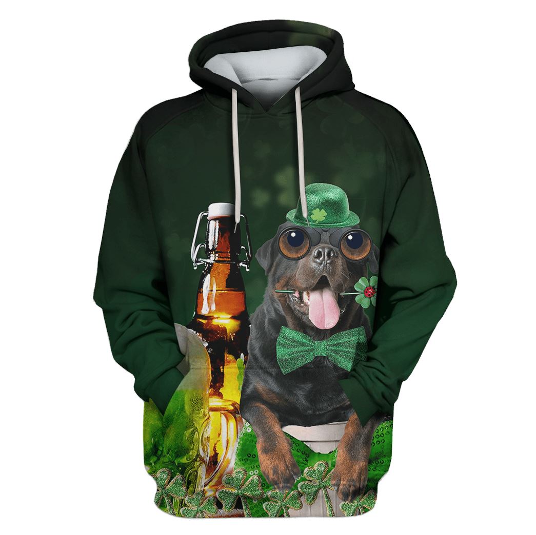 Gearhumans Cute rottweiler with beer Custom T-shirt - Hoodies Apparel 1 Cute rottweiler with beer Custom T-shirt - Hoodies Apparel HD-PET110457 3D Custom Fleece Hoodies Hoodie S