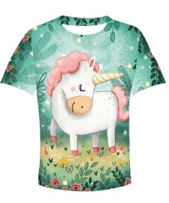 CUTE UNICORN Kid Custom Hoodies T-shirt Apparel HD-PET110327K kid 3D apparel Kid T-Shirt XS 