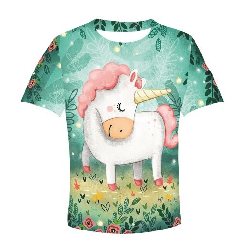 CUTE UNICORN Kid Custom Hoodies T-shirt Apparel HD-PET110327K kid 3D apparel Kid T-Shirt XS