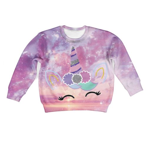 CUTE UNICORN Kid Custom Hoodies T-shirt Apparel HD-UNI110131K kid 3D apparel Kid Sweatshirt S/6-8