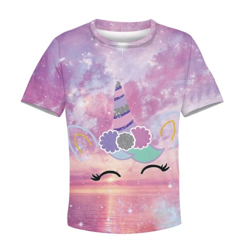 CUTE UNICORN Kid Custom Hoodies T-shirt Apparel HD-UNI110131K kid 3D apparel Kid T-Shirt XS