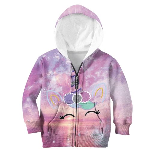 CUTE UNICORN Kid Custom Hoodies T-shirt Apparel HD-UNI110131K kid 3D apparel Kid Zip Hoodie S/6-8