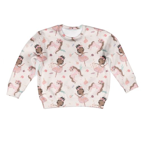 cute unicorn with Princess Kid Custom Hoodies T-shirt Apparel HD-PET110316K kid 3D apparel Kid Sweatshirt S/6-8