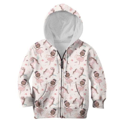 cute unicorn with Princess Kid Custom Hoodies T-shirt Apparel HD-PET110316K kid 3D apparel Kid Zip Hoodie S/6-8