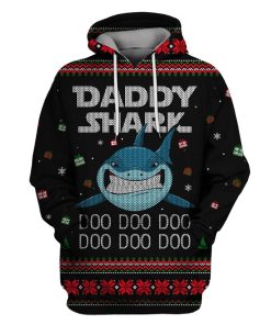 Daddy Shark At Christmas Custom T-shirt - Hoodies Apparel MV110578 3D Custom Fleece Hoodies Hoodie S 