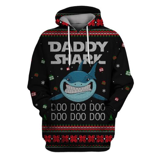 Daddy Shark At Christmas Custom T-shirt - Hoodies Apparel MV110578 3D Custom Fleece Hoodies Hoodie S