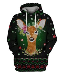 deer with flower crown Custom T-shirt - Hoodies Apparel HD-PET110227 3D Custom Fleece Hoodies Hoodie S 