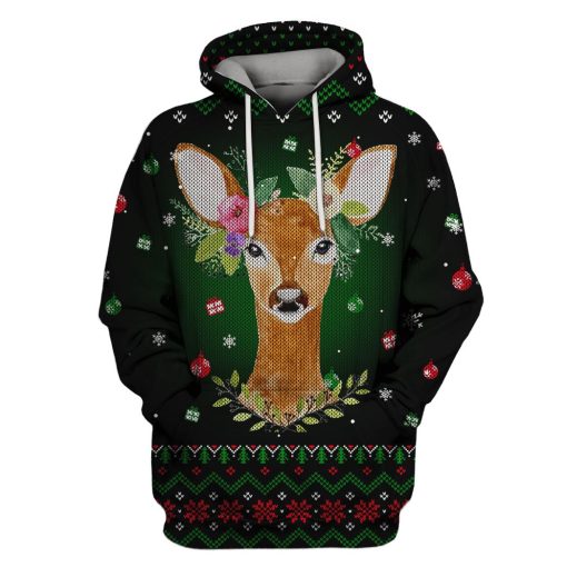 deer with flower crown Custom T-shirt - Hoodies Apparel HD-PET110227 3D Custom Fleece Hoodies Hoodie S
